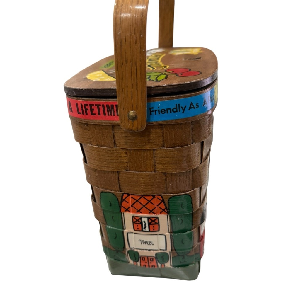 Caro Nan Signed Woven with handles Hand Painted Purse 1970’s Town of Los Gatos - Picture 8 of 11